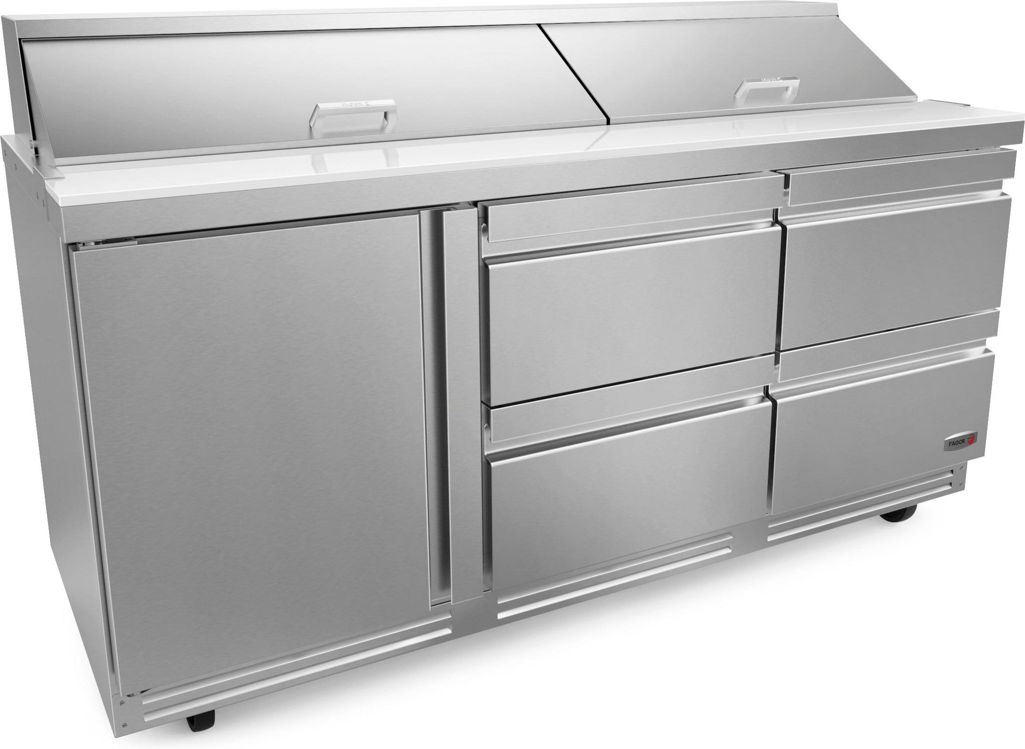 Fagor - 115V, 18 cu. ft. Single Door Refrigerated Salad/Sandwich Prep Table With Four Drawer - FST-72-18-D4-N