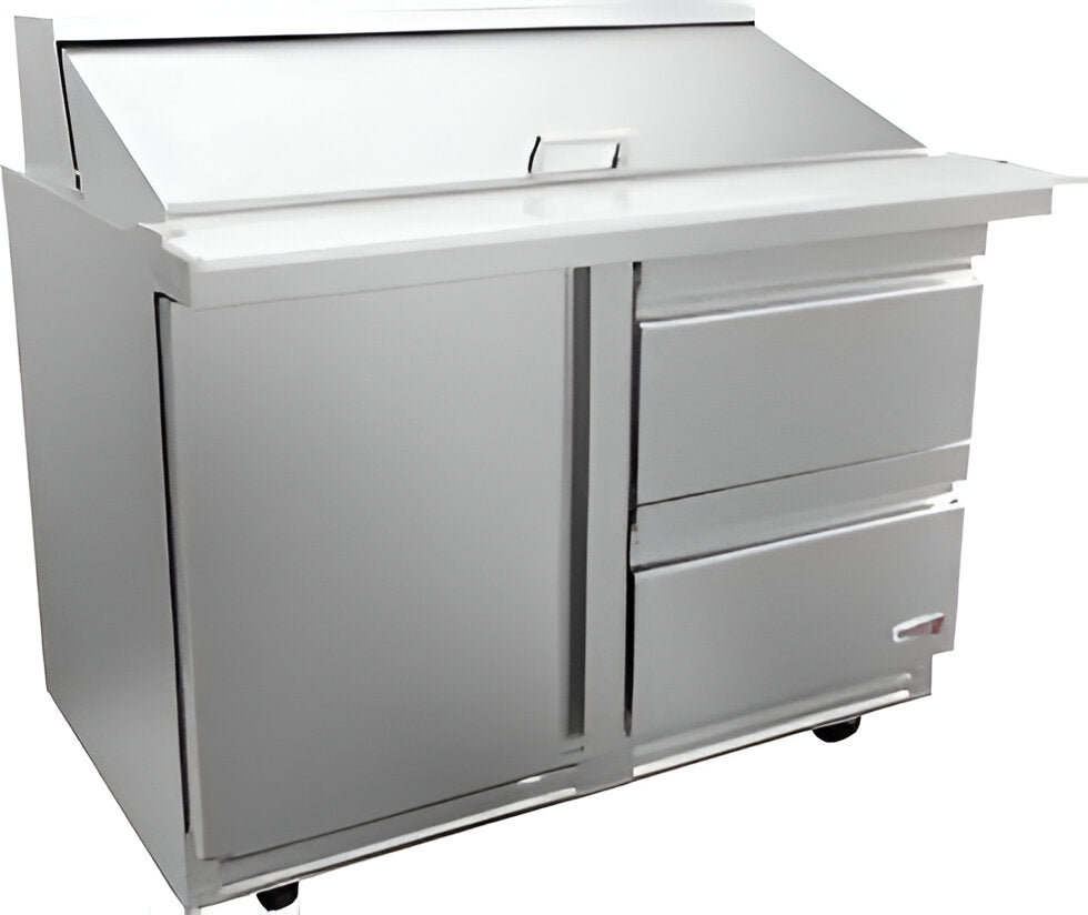 Fagor - 115V, cu. 16 ft. Single Door Refrigerated Salad/Sandwich Prep Table With Two Drawer - FST-60-16-D2-N