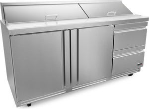 Fagor - 115V, cu. 18 ft. Double Door Refrigerated Salad/Sandwich Prep Table With Two Drawer - FST-72-18-D2-N