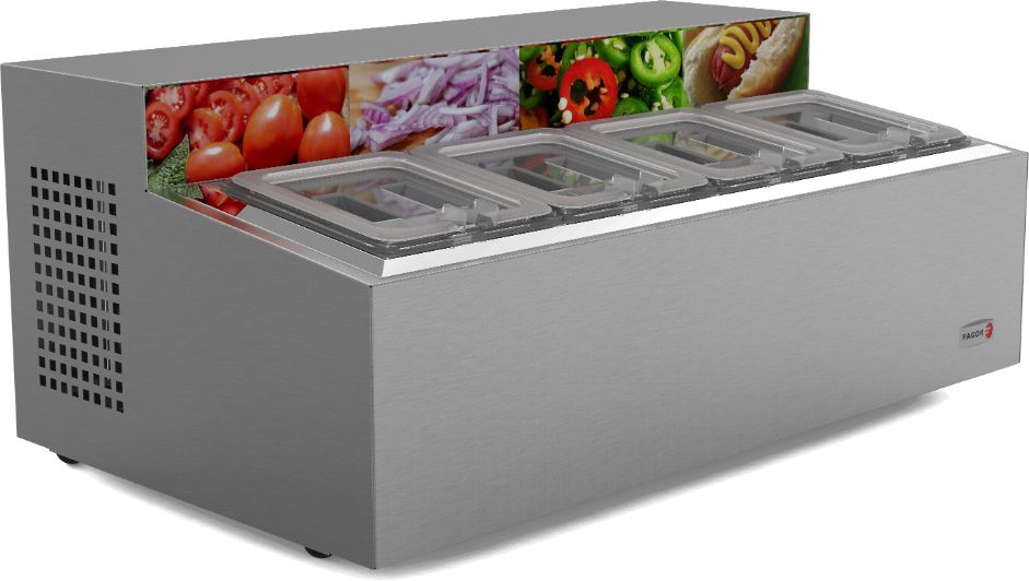 Fagor - CPR Series 115 V, 15.75" Four Compartment Refrigerated Countertop Rail - CPR-60-4