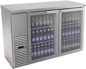 Fagor - FBB Series 115 V, 69.5" Stainless Steel Double Glass Door Back Bar Refrigerator - FFBB-69GS-N