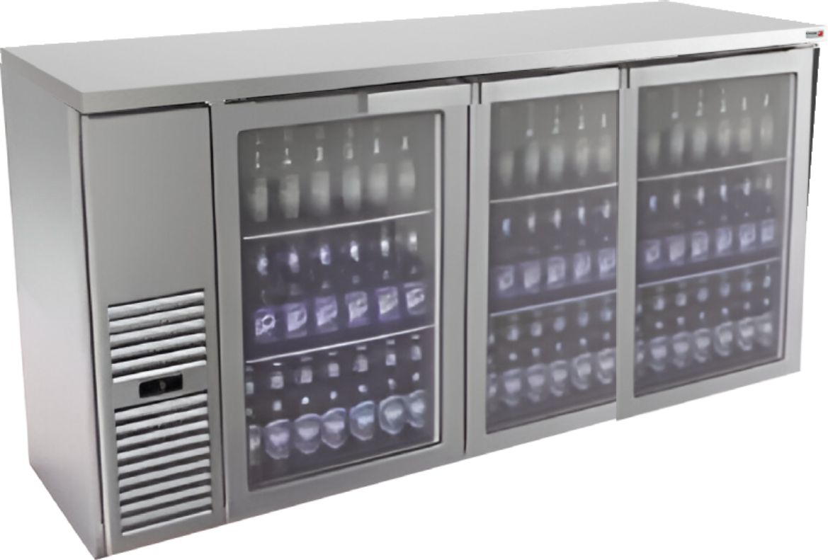 Fagor - FBB Series 115V, 95.5" Stainless Steel Three Glass Door Back Bar Refrigerator - FBB-95GS-N