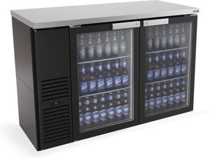 Fagor - FBB Series 115V, 59.5" Black Vinyl Finish Double Glass Door Back Bar Refrigerator - FBB-59G-N