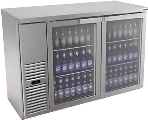 Fagor - FBB Series 115V, 59.5" Stainless Steel Double Glass Door Back Bar Refrigerator - FBB-59GS-N