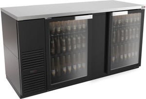 Fagor - FBB Series 115V, 69.5" Black Vinyl Finish Double Glass Door Back Bar Refrigerator - FBB-69G-N