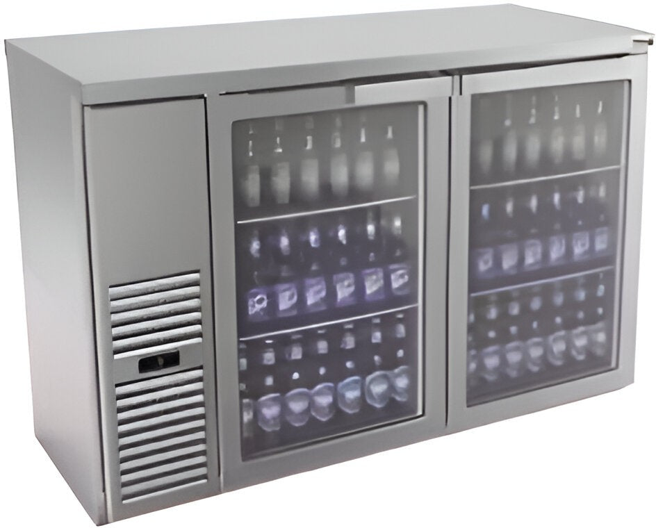 Fagor - FBB Series 115V, 69.5" Stainless Steel Double Glass Door Back Bar Refrigerator - FFBB-69GS-N