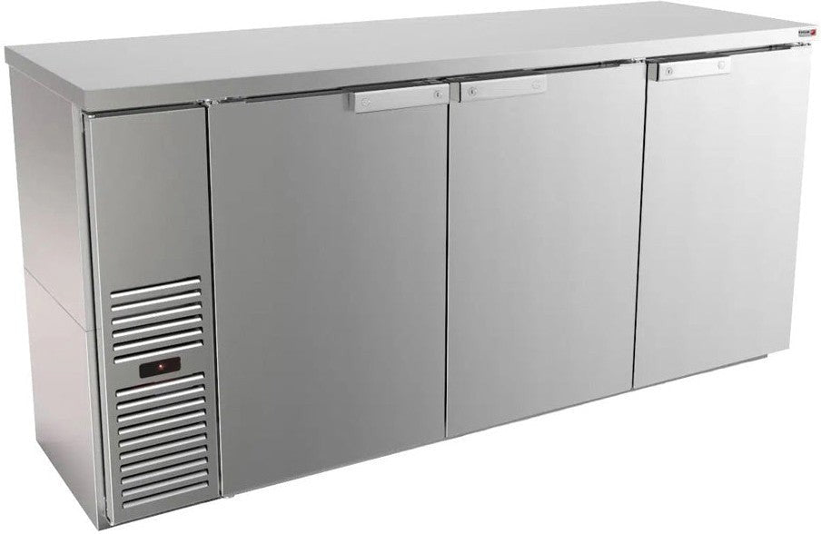 Fagor - FBB Slim Line Series 115 V, 72" Stainless Steel Finish Three Solid Door Back Bar Refrigerator - FBB-24-72S