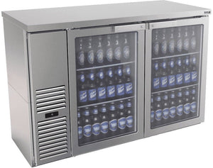 Fagor - FBB Slim Line Series 115V, 49.62" Stainless Steel Finish Double Glass Door Back Bar Refrigerator - FBB-24-48GS