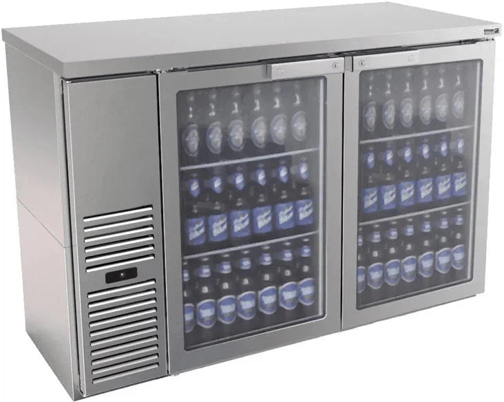 Fagor - FBB Slim Line Series 115V, 62.5" Stainless Steel Finish Double Glass Door Back Bar Refrigerator - FBB-24-60GS