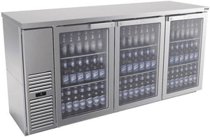 Fagor - FBB Slim Line Series 115V, 72" Stainless Steel Finish Three Glass Door Back Bar Refrigerator - FBB-24-72GS