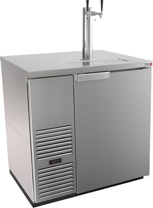 Fagor - FDD Series 115 V, 36.75" Stainless Steel Single Door Direct Draw Beer Cooler with 1 Tower & 2 Taps - FDD-36S-N