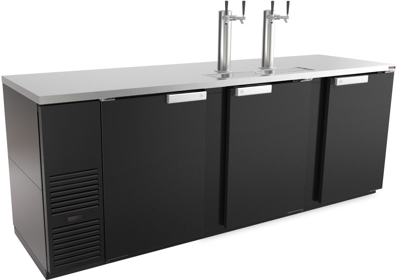 Fagor - FDD Series 115 V, 95.5" Black Vinyl Finish Three Door Direct Draw Beer Cooler with 2 Towers & 4 Taps - FDD-95-N