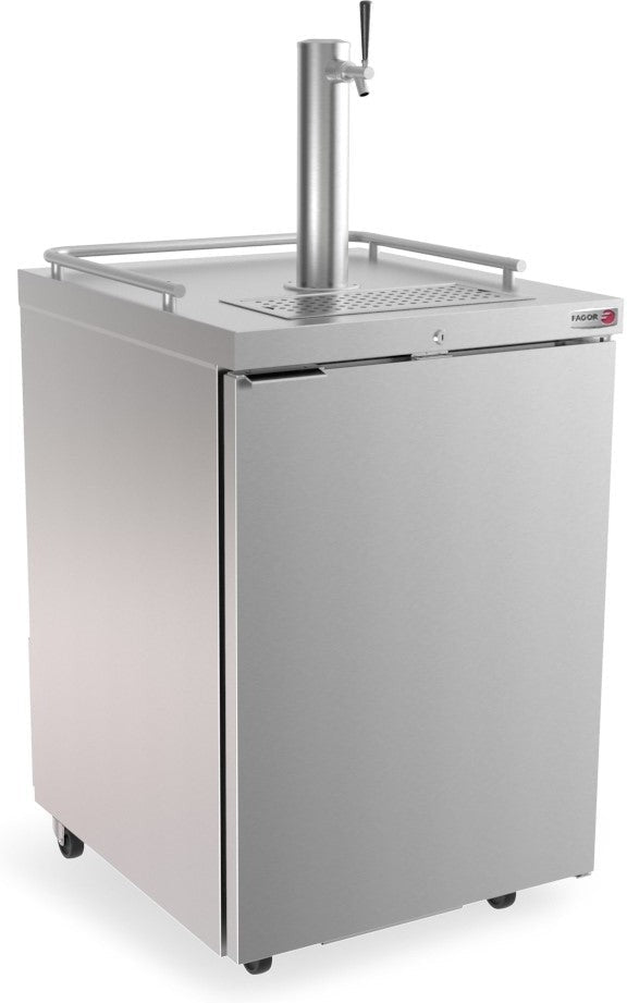 Fagor - FDD Series 115V, 24.87" Stainless Steel Single Door Direct Draw Beer Cooler with 1 Tower & 1 Tap - FDD-24S-N