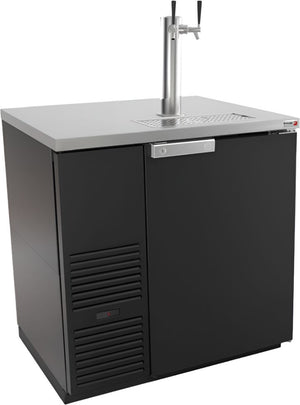 Fagor - FDD Series 115V, 36.75" Black Vinyl Finish Single Door Direct Draw Beer Cooler with 1 Tower & 2 Taps - FDD-36-N