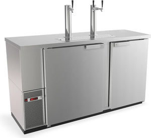 Fagor - FDD Series 115V, 59.5" Stainless Steel Double Door Direct Draw Beer Cooler with 2 Towers & 3 Taps - FDD-59S-N