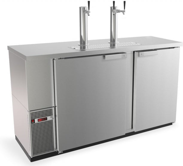 Fagor - FDD Slim Line Series 115V, 62.25" Stainless Steel Direct Draw Beer Cooler with 2 Towers & 3 Taps - FDD-24-60S