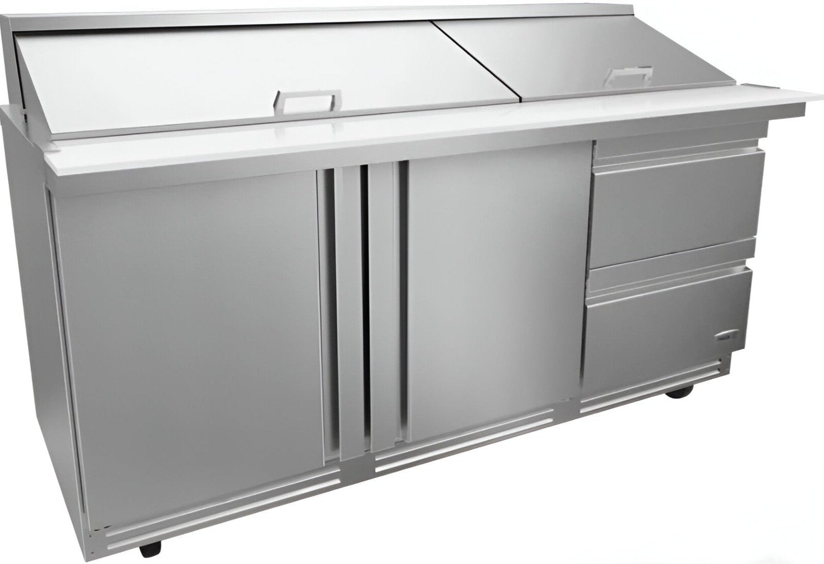 Fagor - FMT Series 115 V, 72" Double Door Mega Top Refrigerated Salad/Sandwich Prep Table With Two Drawer - FMT-72-30-D2-N