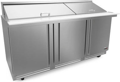 Fagor - FMT Series 115V, 30 72" Three Door Mega Top Refrigerated Salad/Sandwich Prep Table - FMT-72-30-N