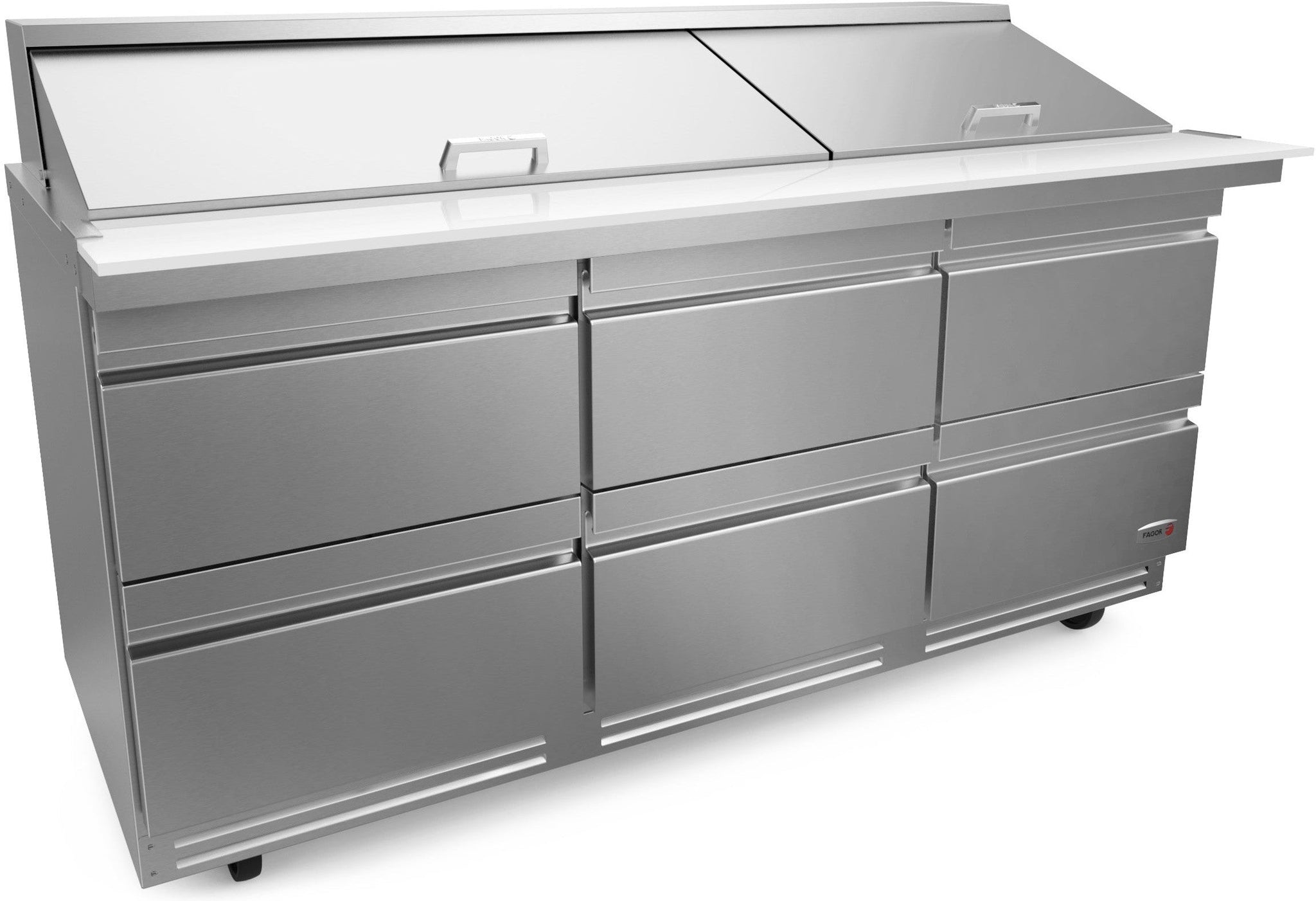 Fagor - FMT Series 115V, 72" Mega Top Refrigerated Salad/Sandwich Prep Table With Six Drawer - FMT-72-30-D6-N