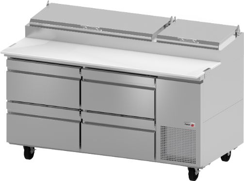 Fagor - FPT Series 115 V, 67" Refrigerated Pizza Prep Table With Four Drawer - FPT-67-4D