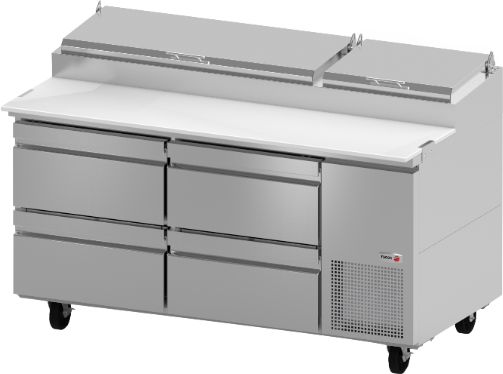 Fagor - FPT Series 115V, 67" Refrigerated Pizza Prep Table With Four Drawer - FPT-67-4D