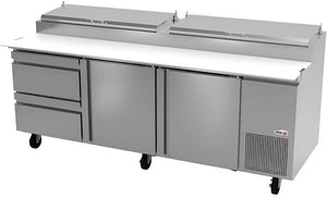 Fagor - FPT Series 115V, 93" Two Door Refrigerated Pizza Prep Table With Two Drawers - FPT-93-2D