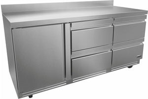 Fagor - FWR Series 115 V, 72" Single Door Worktop Refrigerator With Four Drawer - FWR-72-D4-N
