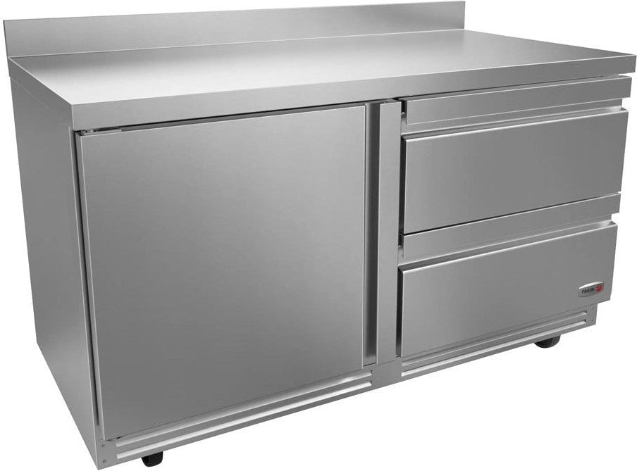 Fagor - FWR Series 115V, 60" Single Door Worktop Refrigerator With Two Drawers - FWR-60-D2-N