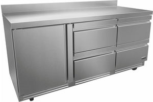 Fagor - FWR Series 115V, 72" Single Door Worktop Refrigerator With Four Drawer - FWR-72-D4-N