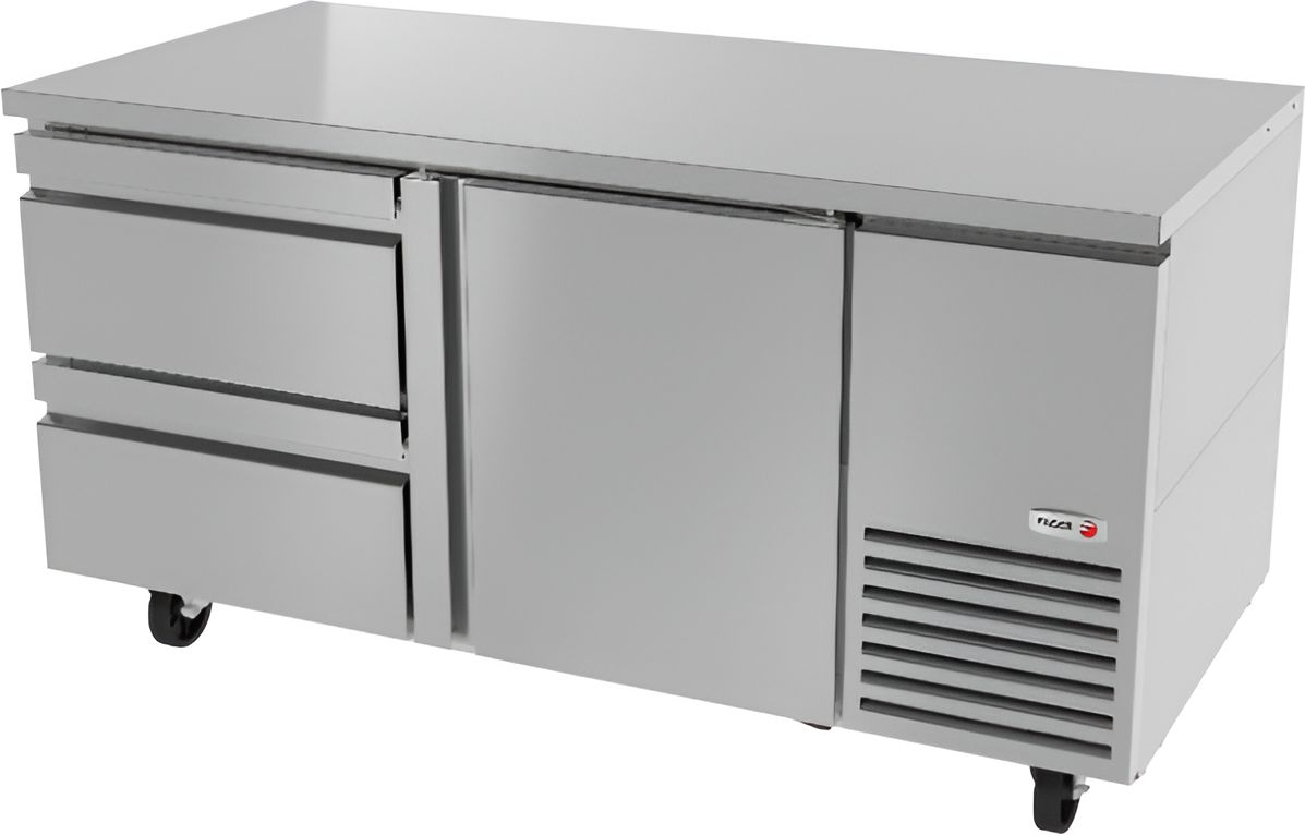 Fagor - SWR Series 115 V, 67" Single Door Deep Undercounter Worktops Refrigerator With Two Drawer - SWR-67-D2