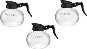 Fetco - 1.9 L Glass Server with Black Handle Pack of 3 - D068