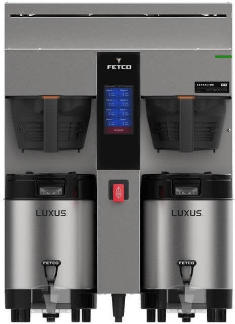 Fetco - 208-240V Metal BB Double Automatic Thermal Server Coffee Brewer - E2232US-1B230-MA010