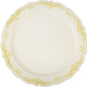 Fineline Settings - 10" Bone Plastic Plate With Gold Trim, Pack of 10 - 5910