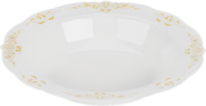 Fineline Settings - 10 Oz Bone Plastic Bowl With Gold Trim, Pack of 10 - 5901