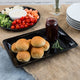 Fineline Settings - 10" x 14" Black Rectangular Plastic Cater Tray, 25/cs - RC472BK