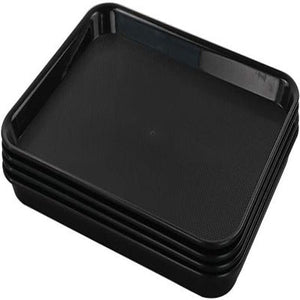 Fineline Settings - 16" x 16" Black Plastic Square Tray, Pack of 20 - SQ4616BK