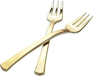 Fineline Settings - 4" Heavy Weight Gold Look Plastic Fork, Pack of 576 - 7500