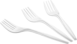 Fineline Settings - 4" Tiny Tines White Plastic Forks, Pack of 48 - 6500WT