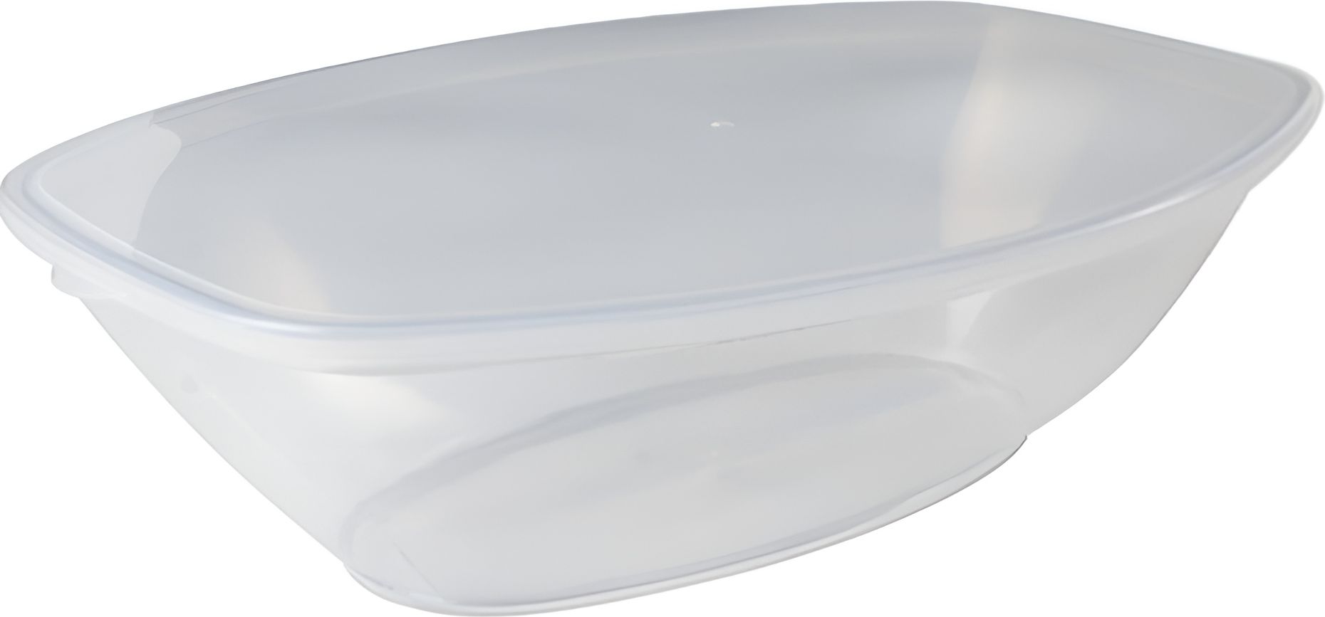 Fineline Settings - 64 Oz Clear Plastic Lid For Oval Bowl, Pack of 50 - 454L