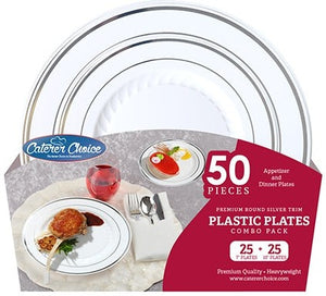 Fineline Settings - 7" & 10" Clear Round Foil Trim Plates Combo - 1116050