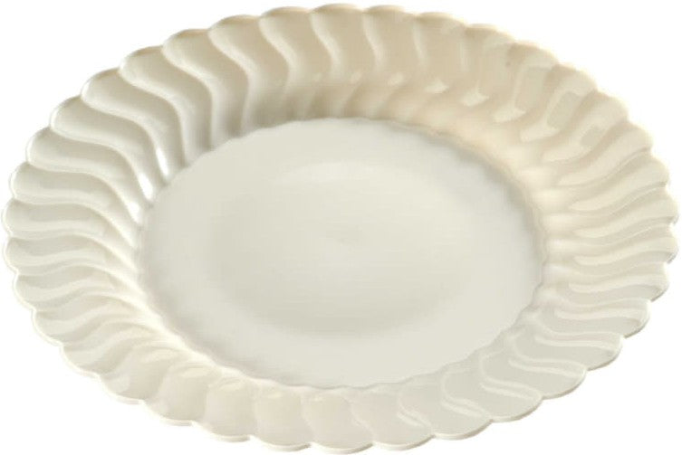 Fineline Settings - 7.5" Bone Salad Plastic Plate, 18x10/cs - 207-BO