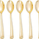 Fineline Settings - 9" Heavy Weight Plastic Serving Spoon Gold Look, Pack of 5 - 768