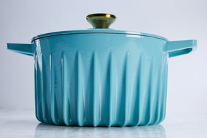 FireUp - 5.3 QT Aqua Blue Cast Iron Dutch Oven (5L) - FC033