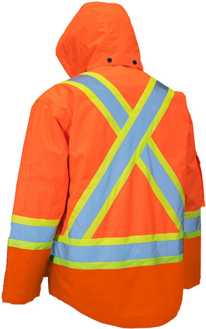 Forcefield - Hi Visibility 4 in 1 2XL Orange Winter Hooded Parka/Jacket - 024-EN705ROR-XX