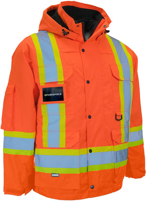 Forcefield - Hi Visibility 4 in 1 2XL Orange Winter Hooded Parka/Jacket - 024-EN705ROR-XX