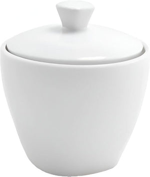 Front Of The House - Mod 8 Oz Bright White Porcelain Sugar Pot with Lid, Pack of 12 - TCS005WHP23