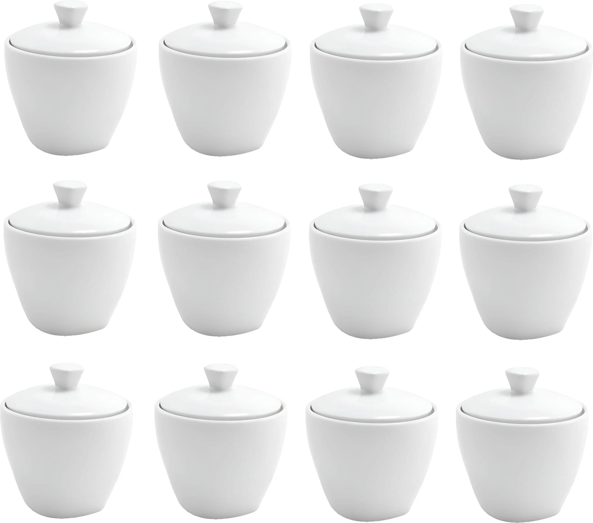 Front Of The House - Mod 8 Oz Bright White Porcelain Sugar Pot with Lid, Pack of 12 - TCS005WHP23