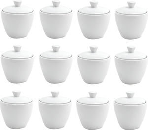 Front Of The House - Mod 8 Oz Bright White Porcelain Sugar Pot with Lid, Pack of 12 - TCS005WHP23