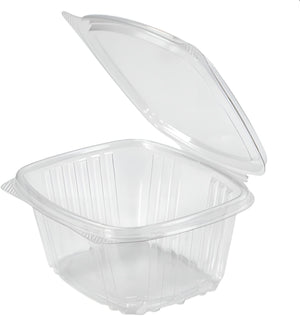 Genpak - 5.38" x 4.5" x 2.63", Clear 16 Oz Plastic Hinged Container, Pack of 200 - AD16