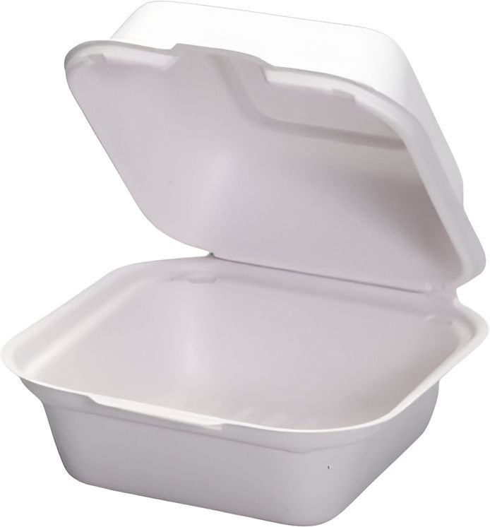 Genpak - 5.7" x 5.7" x 3" Harvest Fibre Compostable 6" Medium Sandwich Containers with Hinge, 500 Per Case - HF225